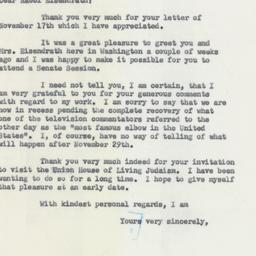 Letter: 1954 November 22