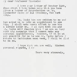 Letter: 1954 October 25