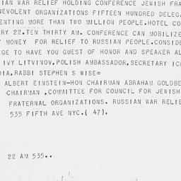Telegram: 1939 January 10