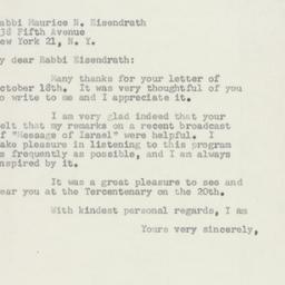 Letter: 1954 October 29