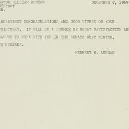 Telegram: 1949 December 8