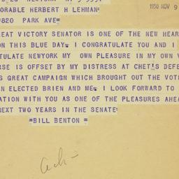 Telegram: 1950 November 9
