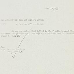 Memorandum: 1952 June 13