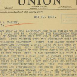 Telegram: 1936 May 20