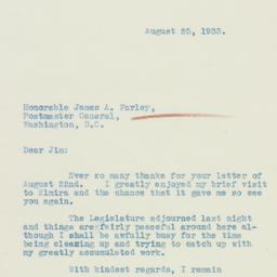 Letter: 1933 August 25