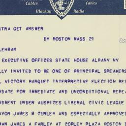 Telegram: 1932 November 22
