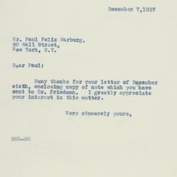 Letter: 1937 December 7