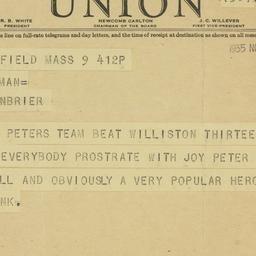Telegram: 1935 November 9
