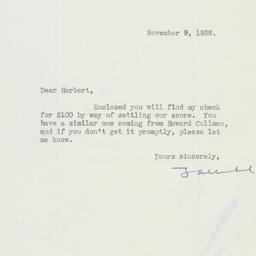 Letter: 1938 November 9