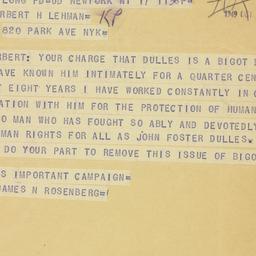 Telegram: 1949 October 18
