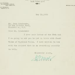 Letter: 1933 May 10