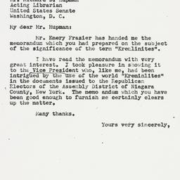 Letter: 1951 June 1