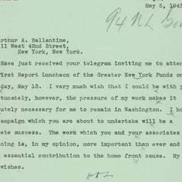 Telegram: 1943 May 5