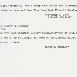 Press Release: 1949 November 9
