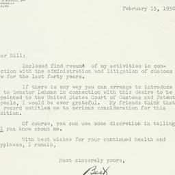 Letter: 1950 February 15