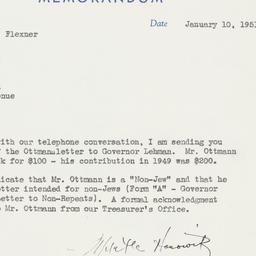 Memorandum: 1951 January 10