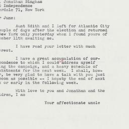 Letter: 1960 November 19
