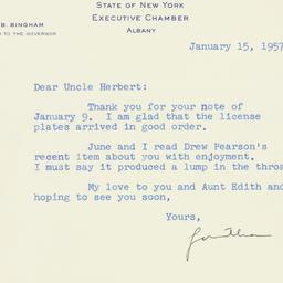 Letter: 1957 January 15