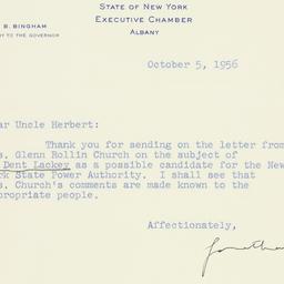 Letter: 1956 October 5