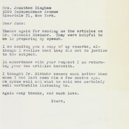 Letter: 1961 May 1