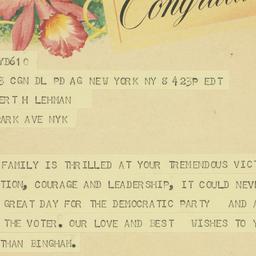 Telegram: 1961 September 8