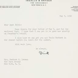 Letter: 1958 May 8
