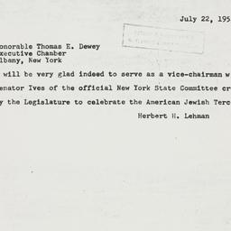 Telegram: 1954 July 22