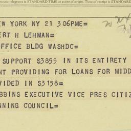 Telegram: 1956 May 21