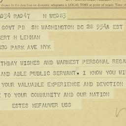 Telegram: 1963 March 28