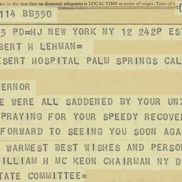 Telegram: 1963 February 12