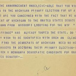 Telegram: 1954 July 6