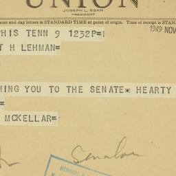 Telegram: 1949 November 9