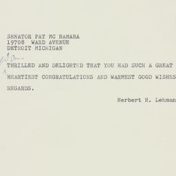 Telegram: 1960 November 9