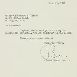 Letter: 1951 June 22