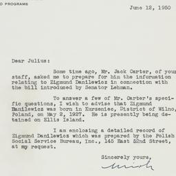 Letter: 1950 June 12