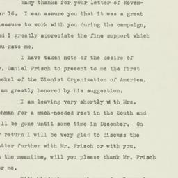 Letter: 1949 November 18