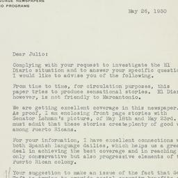 Letter: 1950 May 26