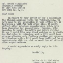 Letter: 1950 May 11