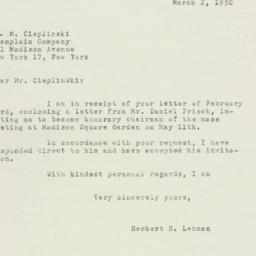 Letter: 1950 March 2