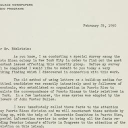 Letter: 1950 February 25
