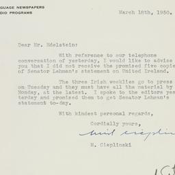 Letter: 1950 March 18