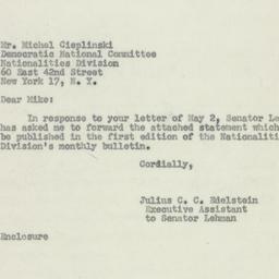 Letter: 1950 May 6