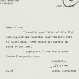 Letter: 1950 July 19