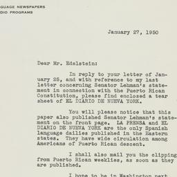 Letter: 1950 January 27
