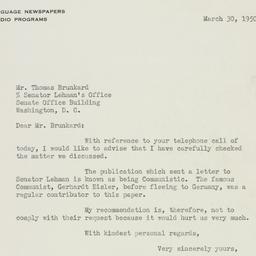 Letter: 1950 March 30