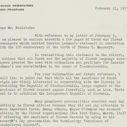 Letter: 1950 February 11