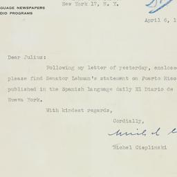 Letter: 1950 April 6