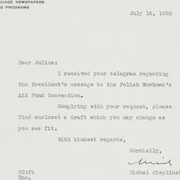 Letter: 1950 July 14