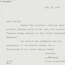 Letter: 1950 July 13