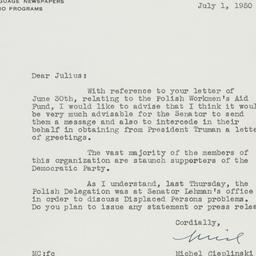 Letter: 1950 July 1